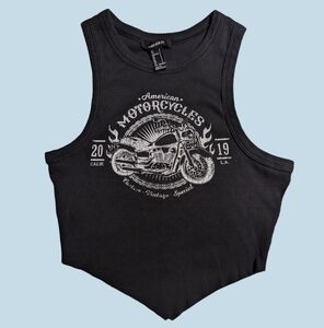 Black graphic tank top